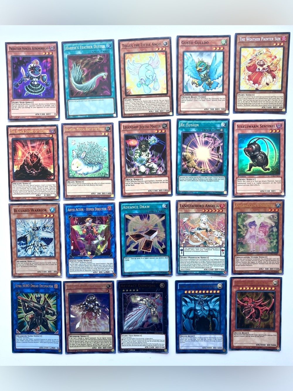 Holographic Yu-Gi-Oh! 20 Card Foil Lot Obelisk Slifer Harpie’s Feather Duster